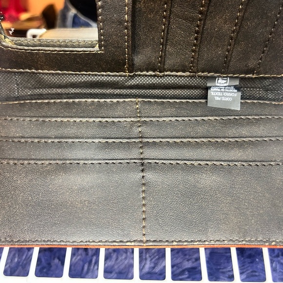 Leather wallet / spacious / Brown / Blue / Hand-tooled Artesanal / México (B) - Picture 4 of 9